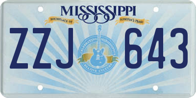 MS license plate ZZJ643