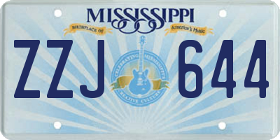 MS license plate ZZJ644