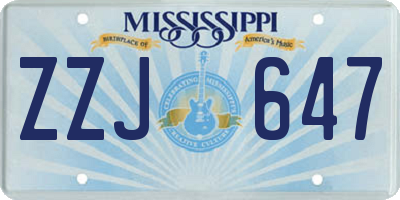 MS license plate ZZJ647