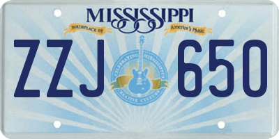 MS license plate ZZJ650