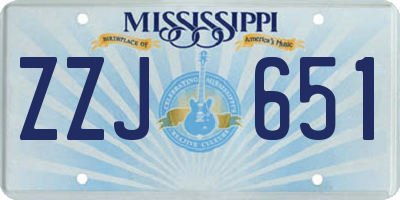 MS license plate ZZJ651