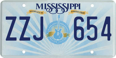 MS license plate ZZJ654