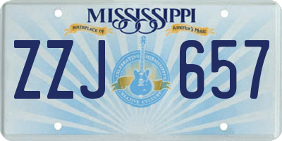 MS license plate ZZJ657