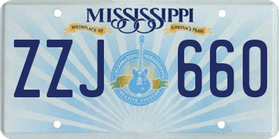 MS license plate ZZJ660