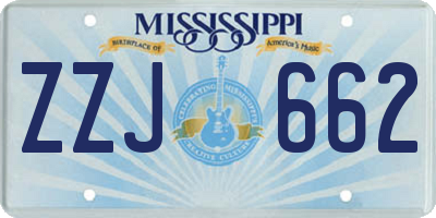 MS license plate ZZJ662