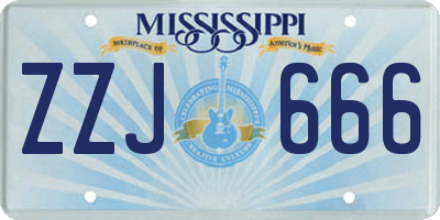 MS license plate ZZJ666
