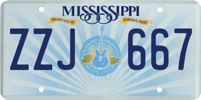 MS license plate ZZJ667