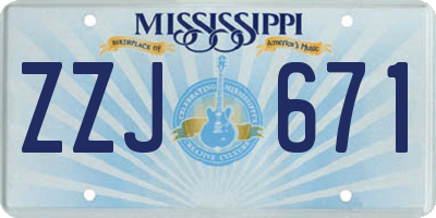 MS license plate ZZJ671