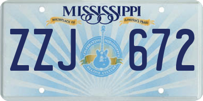 MS license plate ZZJ672