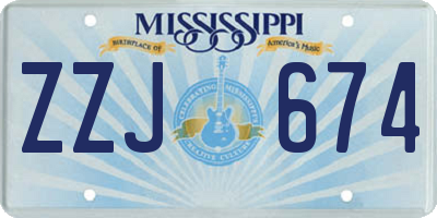 MS license plate ZZJ674