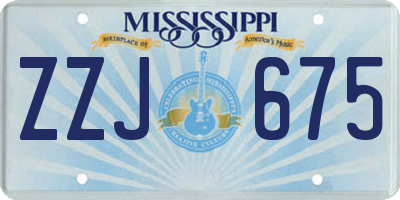 MS license plate ZZJ675