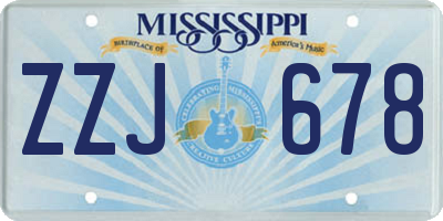 MS license plate ZZJ678