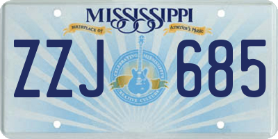 MS license plate ZZJ685