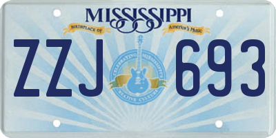 MS license plate ZZJ693