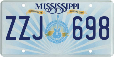 MS license plate ZZJ698