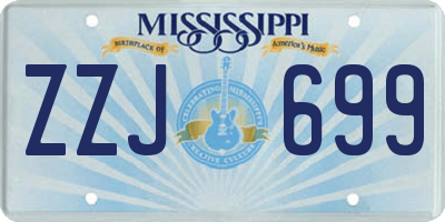 MS license plate ZZJ699