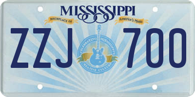 MS license plate ZZJ700