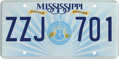 MS license plate ZZJ701