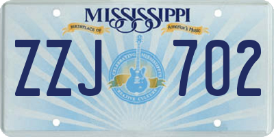 MS license plate ZZJ702