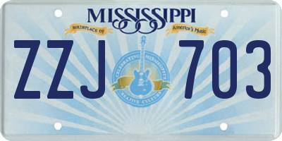 MS license plate ZZJ703
