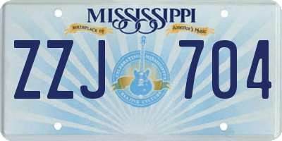 MS license plate ZZJ704