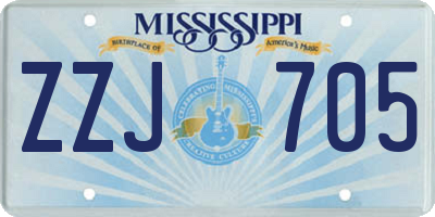 MS license plate ZZJ705