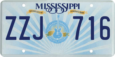 MS license plate ZZJ716