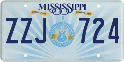 MS license plate ZZJ724
