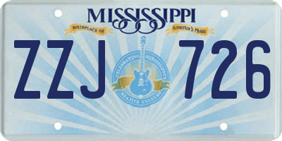 MS license plate ZZJ726