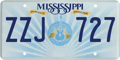 MS license plate ZZJ727