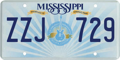 MS license plate ZZJ729