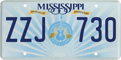 MS license plate ZZJ730