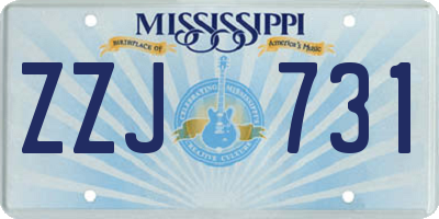 MS license plate ZZJ731