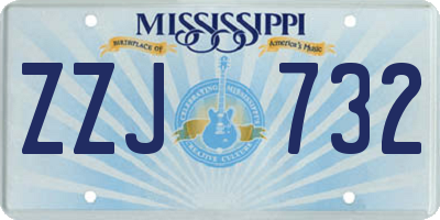 MS license plate ZZJ732