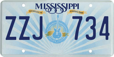 MS license plate ZZJ734