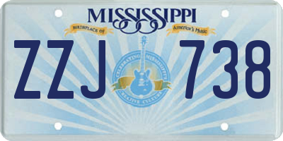 MS license plate ZZJ738
