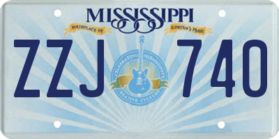 MS license plate ZZJ740