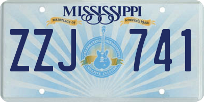 MS license plate ZZJ741