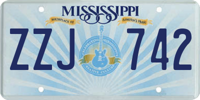 MS license plate ZZJ742