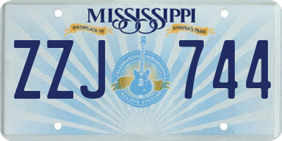 MS license plate ZZJ744