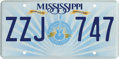 MS license plate ZZJ747