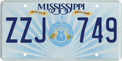 MS license plate ZZJ749