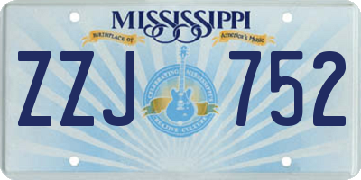 MS license plate ZZJ752