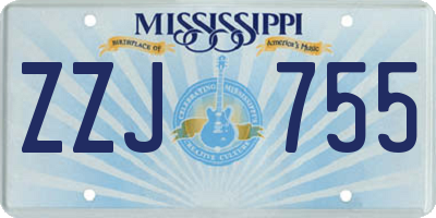 MS license plate ZZJ755