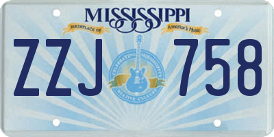 MS license plate ZZJ758