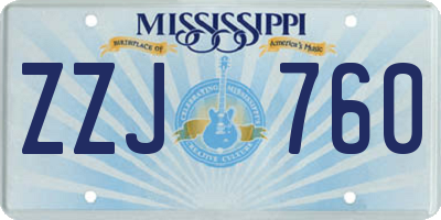 MS license plate ZZJ760