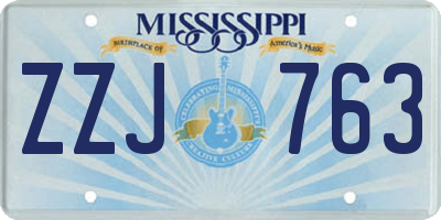 MS license plate ZZJ763