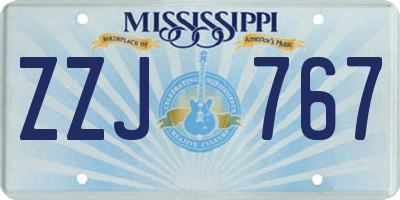 MS license plate ZZJ767