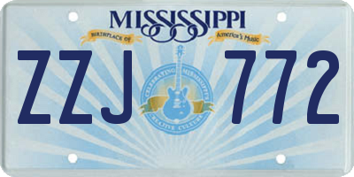 MS license plate ZZJ772