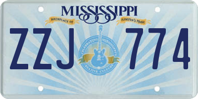 MS license plate ZZJ774